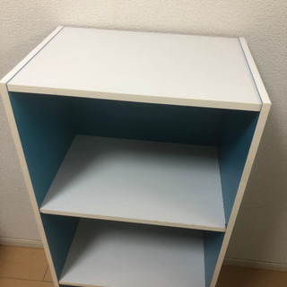 カラーボックス3段　ブルー×ホワイトの画像