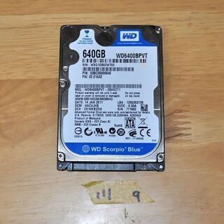 2個セット品②/1000時間以内/2.5インチ HDD 640GB/102-110の画像