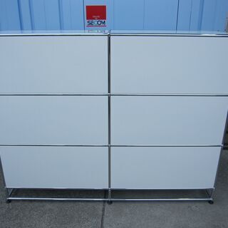 USMハラー ホワイト 2列3段 キャビネット 雑誌架