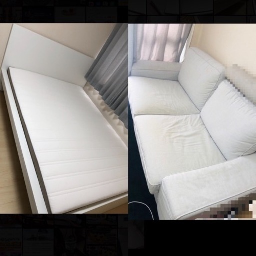 ダブルベッドフレーム\u0026マットレス\u0026ソファ　IKEA