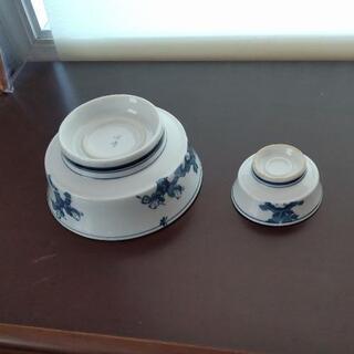 レトロ唐子柄お刺身皿、醤油皿５客揃の画像