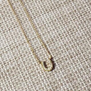 K18 0.10ct ミル打ち ホースシュー 馬蹄 ネックレス