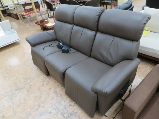【引取限定】3人掛け　電動リクライニングソファ　ブラウン【小倉南区葛原東】