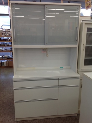 ホワイト 木製 幅120㎝ ダンパー式 ダイニングボード 【9650016】