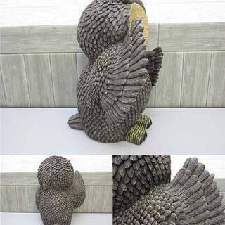 ss2859　フクロウ　置物　縁起物　大型　北海道　不苦労　オブジェ　幸福の鳥　梟　木製？　彫刻　木彫り　民芸　幸運を呼ぶ鳥の画像