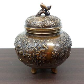 蝋型鋳銅香炉 日展工芸家 村田 宏作 略歴証 共箱 中古 札幌市西区 西野店