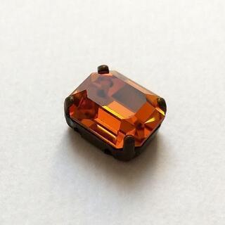 未使用★スワロフスキー#4600スクエア型石座付き4個トパーズ
