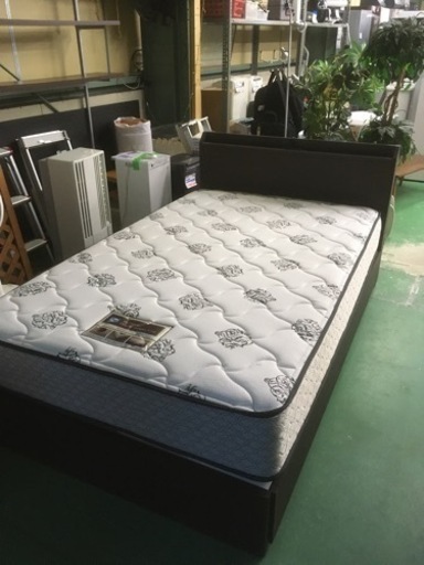 【京都市内は配送無料】中古 高級マットレス付 宮付チェストベッド コンセント付き セミダブル