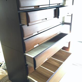 ★７段 上質 整理たんす チェスト 茶 木目 上段下段