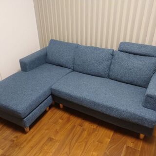【美品】LOWYA　カウチソファ　ブルー