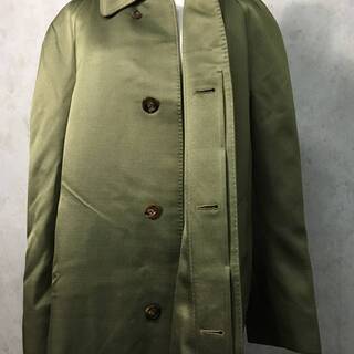 ⭕⭕⭕PH2/57　LANVIN 絹混毛 ウール ステンカラー コート ランバン メンズ オーダーメイド カーキ 緑 サイズR50-46⭕⭕⭕の画像