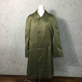 ⭕⭕⭕PH2/57　LANVIN 絹混毛 ウール ステンカラー コート ランバン メンズ オーダーメイド カーキ 緑 サイズR50-46⭕⭕⭕の画像