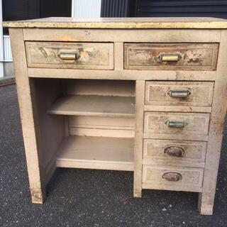 学習机 木製片袖机 アンティーク レトロ 事務机 デスク 作業台