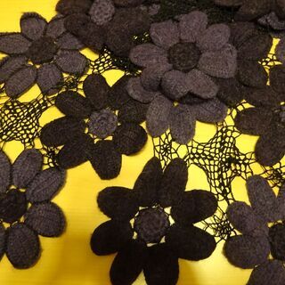 【未使用品】ニット透かし編みストール（紫）