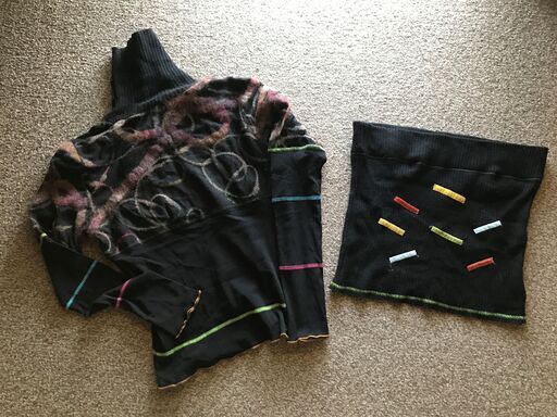 【KaliOrea*イタリア製】異素材MIX*ヴィンテージニットアンサンブル*Ｍ