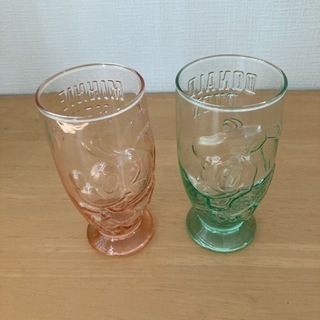 【値下げ】ミニーマウス・ドナルドダック　ガラスコップ　レトロの画像