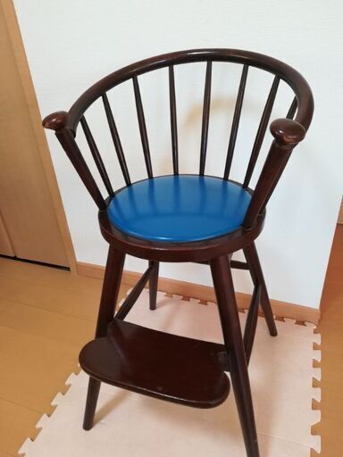秋田木工　子供椅子　ベビーハイチェア青