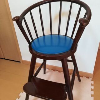 秋田木工　子供椅子　ベビーハイチェア青