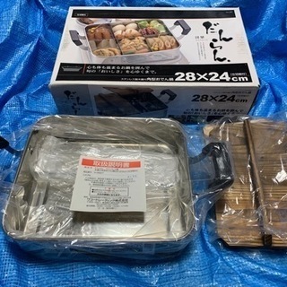 ステンレス製木蓋付、角形おでん鍋