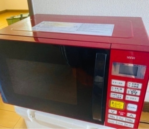 【★早い者勝ち】電子レンジ　オーブン機能あり　モダン　レッド×ブラック