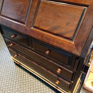 格安！松本民芸家具 キャビネット付ライティングビューロー 訳ありの画像