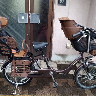 mama-fre ! ツイン20吋 子供乗せ自転車(リヤチャイルドシート付き)内装3段/LEDオート/ブラウン