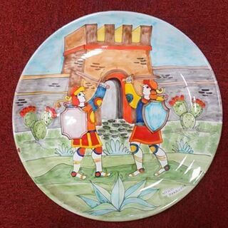 装飾 飾り皿 壁掛け 大皿 有名ブランド ITALY  No１５３ VINTAGE Pottery Hand Painted Plate   の画像
