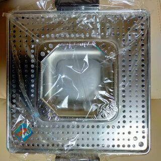 （未使用）天ぷら鍋　鉄製クロームメッキ