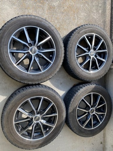 ヴィッツファンカーゴBb等コンパクトカースタッドレス4本アルミホイールセット
