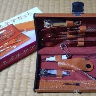 [終了]ネイルケアセット　10点入り　レザー風ケース
