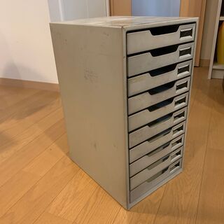 昭和レトロ　ビンテージ　スチール　コクヨ　レターケース　書類ケース　10段　中古の画像