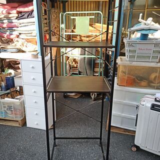 メタルラック家具　台座木目調家具　引き出しに難有