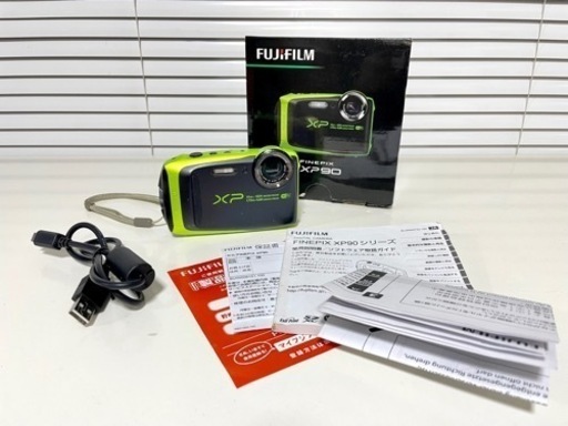 Wi-Fiスマホ転送OK!‍♂️水中カメラ富士フィルム XP90 グリーン×ブラック