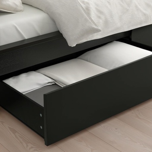 【HR様専用】IKEA イケア MALM マルム 収納付ダブルベッド ブラックブラウン
