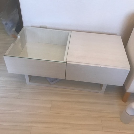 フランフラン　ガラス　ローテーブル　引出し付き