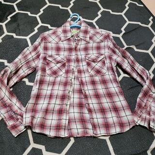 banana seven ピンクシロチェック柄ワイシャツ　メンズ