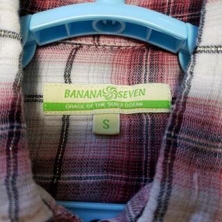 banana seven ピンクシロチェック柄ワイシャツ　メンズの画像