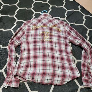 banana seven ピンクシロチェック柄ワイシャツ　メンズの画像