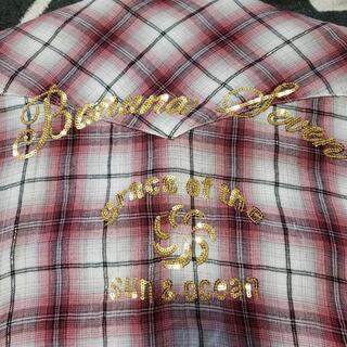 banana seven ピンクシロチェック柄ワイシャツ　メンズの画像