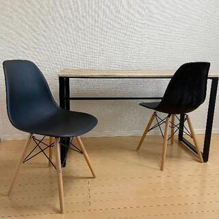 （お譲り先が決まりました）木製スチールデスク チェア2脚