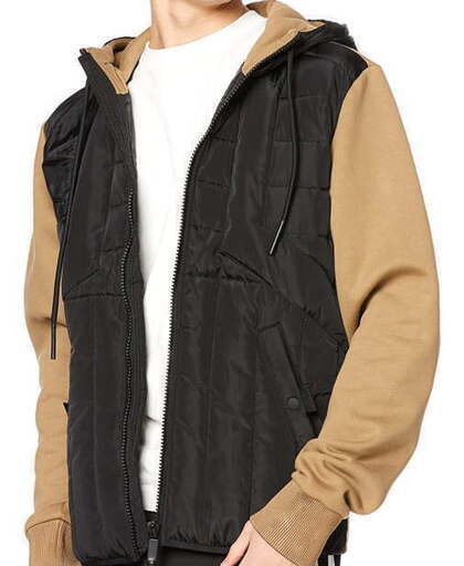 新品DIESEL【パデッドジャケット】ブラック×ベージュ　Ｓ　ジャンパー　上着　パーカ