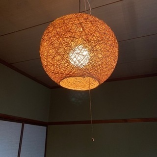 和風　麻ペンダントシェード　和室　天井照明　丸型