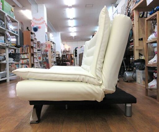 ニトリ Nシールド ロック ソファベッド アイボリー 幅：約195cm 合皮 大型 家具 札幌市 厚別店