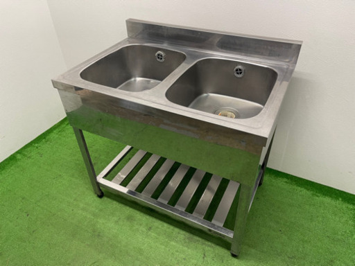 オザキ/OZAKI  業務用　ステンレス　２槽シンク流し台　店舗　飲食店　W９００ｘＤ６００ｘ高さ８００ｍｍ