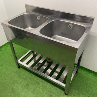 業務用　ステンレス　２槽シンク流し台　店舗　飲食店　W９００ｘＤ４５０ｘＨ８００ｍｍ