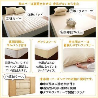 あんしん決済・分割払い可　未使用訳あり　セミダブル　ブラウン　ピーチスキン仕様　ほこりの少ない洗える布団７点セット　ベッドタイプ ②  の画像