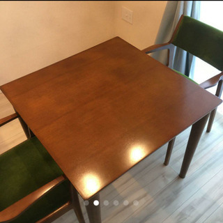 カリモク60　ダイニングチェア ×2 モケットグリーン