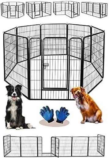ペットフェンス 折り畳み式 ペット サークル (80×80cm)ペットグローブ付