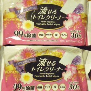 流せるトイレクリーナー アジアンフレグランス　ふんわり厚手３０枚...