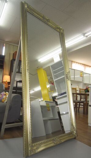 R225 スタンドミラー アンティーク 大型全身 ワイド 全身鏡 大型 ミラー ロココ調 幅約90cm 立て掛け 姿見